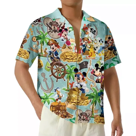 Discover Disneyyy Pirate Cruise Hawaiian Shirt, Mickeyy and Minniee Cruise Button Up Shirt