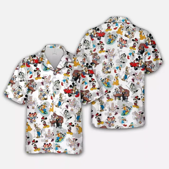 Discover Mickeyy mouse Disneyyy Family Hawaiian Shirt Steamboat Willie Funny Aloha Summer