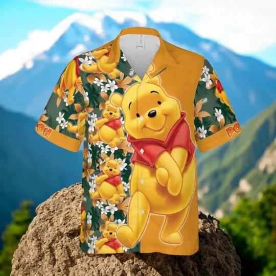 Discover Shy winniee the poohh Floral Pattern Disneyyy Hawaiian Shirt