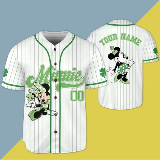 Discover Custom St. Patricks Day Minniee Mouse Baseball Jersey, Custom Minniee Baseball