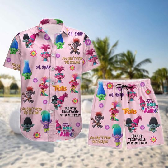 Discover Trolls Poppy Button Shirt, Family Matching Birthday Short, Troll Cartoon Summer T-Shirt, Hawaii Shirt For Women