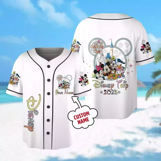 Discover Personalized Mickeyy & Friends Trip Mickeyy mouse Ears 3D Baseball Jersey Shirt