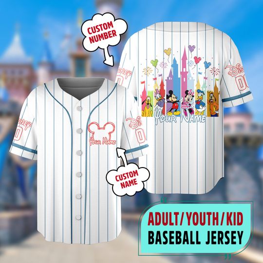 Discover Personalized Disneyyland Baseball Jersey, Custom Mickeyy mouse and Friends Baseball Jersey