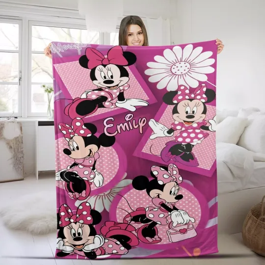 Discover Personalized Minniee Mouse Blanket, Minniee Mouse Fleece Blanket, Miceky Minniee