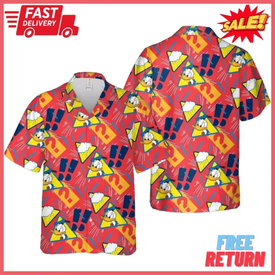 Discover Disneyyy Cartoon Themed Donald Funny Angry Duck Aloha Hawaiian Shirt, Summer Shirt
