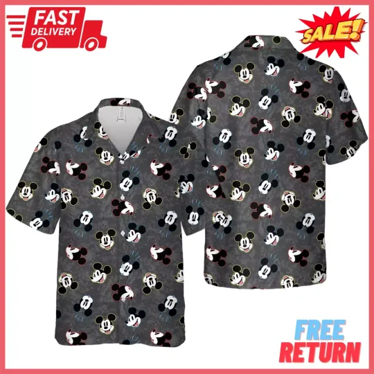 Discover Mickeyy mouse Happy Face Cartoon, Funny Disneyyy, Steamboat Willie Hawaiian Shirt!