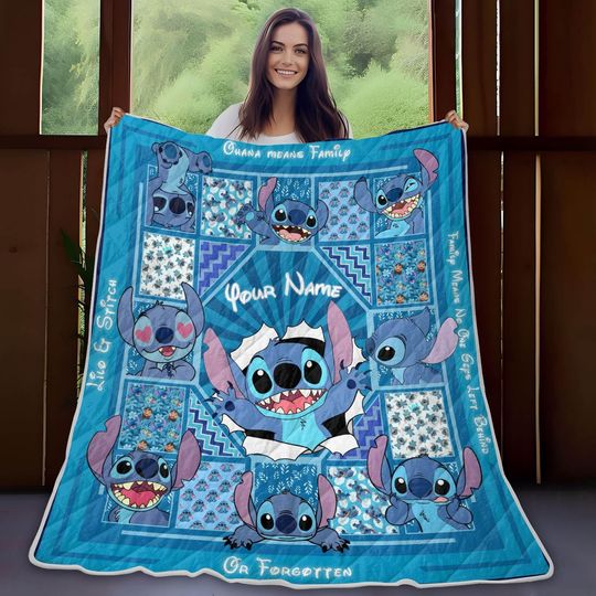 Discover Personalized Stitchh Quilt, Disneyyy Stitchh Quilt Pattern, Lilo And Stitchh Modern Fleece Blanket