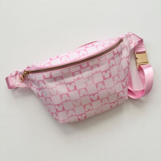 Discover Jumbo Fanny Pack; Pink Checkered, Disneyyy
