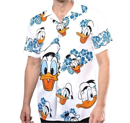 Discover Donald Duckk Hawaiian Shirt, Donald Duckk Floral Button Up Shirt Holiday, Donald Duckk Hawaiian Shirt, Cartoon hawaiian Shirt for adult and kid