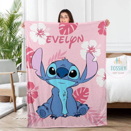 Discover Custom Stitchh Blanket, Disneyyy Blanket, Custom Name Blanket, Disneyyy Trip Blanket
