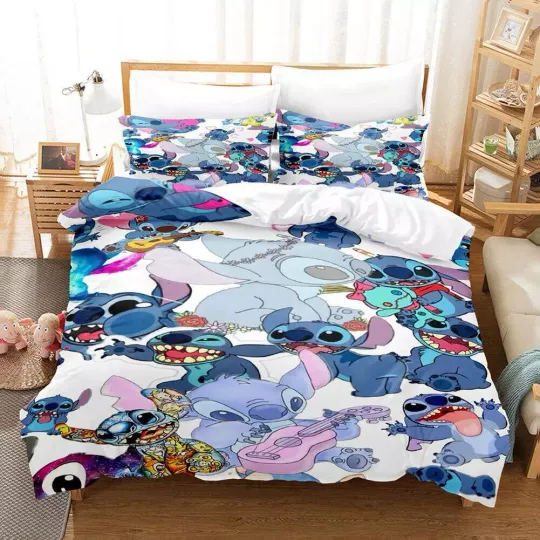 Discover Lilo & Stitchh Cute Cartoon Painting Pattern Duvet Cover Set Single