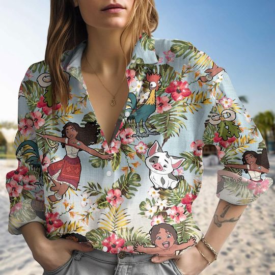 Discover Aloha Beaches moanaa Linen Shirt, Disneyyy Princess Gifts