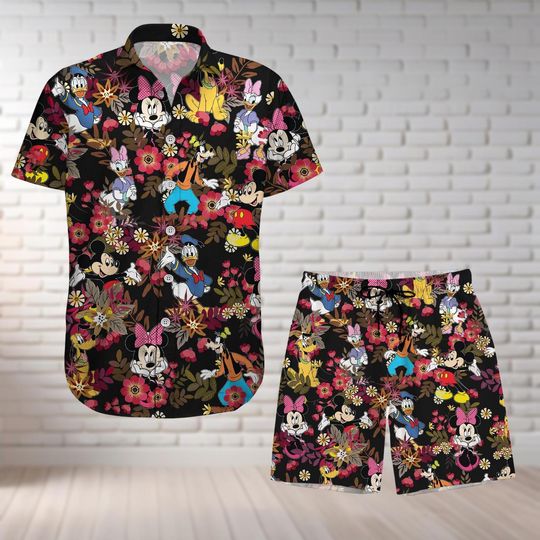 Discover Mickeyy mouse Button Shirt And Shorts, Minniee Donald goofyy plutoo Daisy Hawaiian Shirt