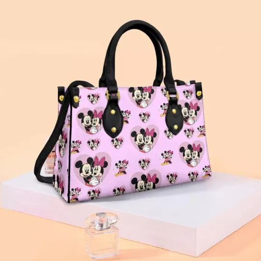 Discover Personalized Mickeyy Love Leather Handbag, Disneyyy Leather Handbag, gift Woman