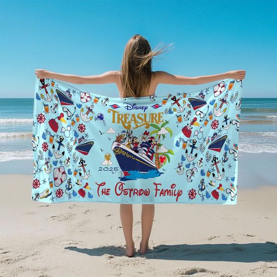 Discover Custom Disneyyy Cruise Line Beach Towel, Disneyyy Wish Dream Treasure Fantasy Cruise