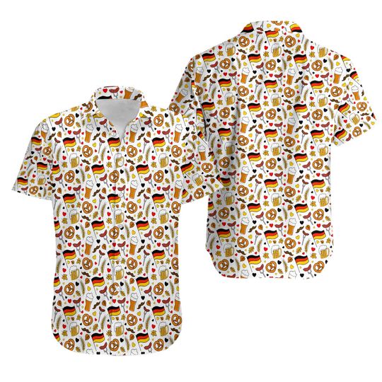Discover Oktoberfest Hawaiian Shirt, Beer Drinking Hawaii Shirt, Oktoberfest Party Button Up Shirt, Schnitzel Shirt, Drinking Gift