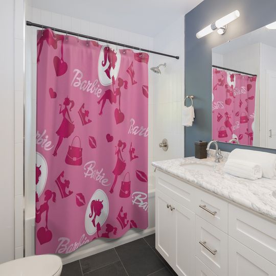 Discover Pink Fashion Shower Curtain Waterproof Shower Curtain Bathroom Shower Curtain Set with Hooks Graduation Gift