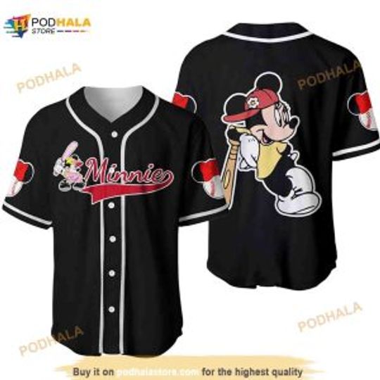 Discover Minniee Mouse The Catcher Disneyyy Cartoon Unisex 3D Baseball Jersey