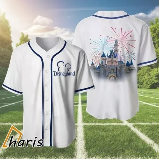 Discover Disneyyland Castle Fireworks White Disneyyy Baseball Jersey