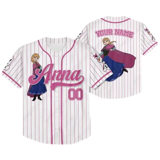 Discover Disneyyy Princess Annaa Customized Baseball Jerseys With Name Number