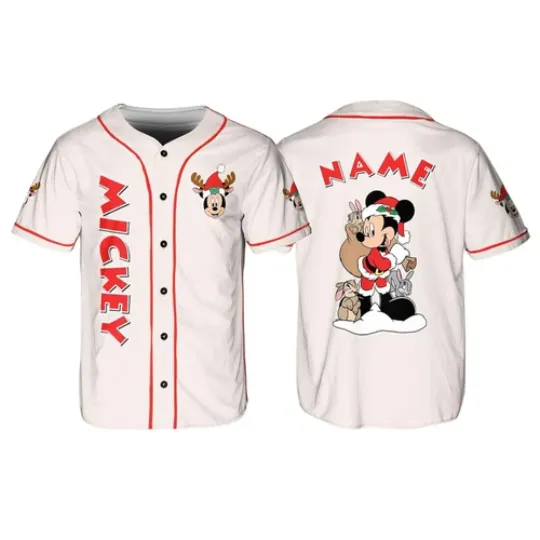 Discover Disneyyy Cartoon Characters Mickeyy mouse Christmas Custom Baseball Jersey