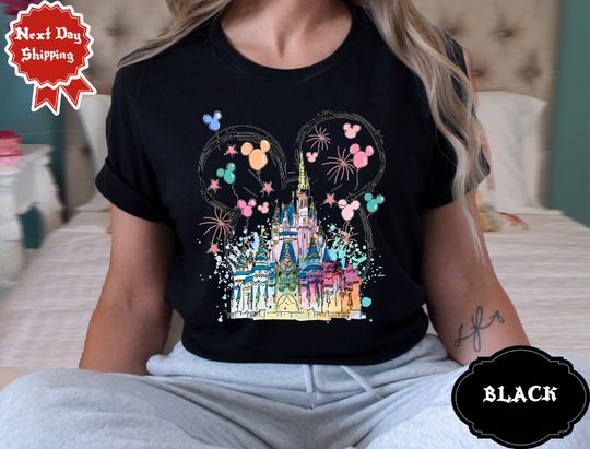 Discover Disneyyy Watercolor Mickeyy Castle T-shirt, Disneyyy Castle shirt, Disneyyy Princess Shirt