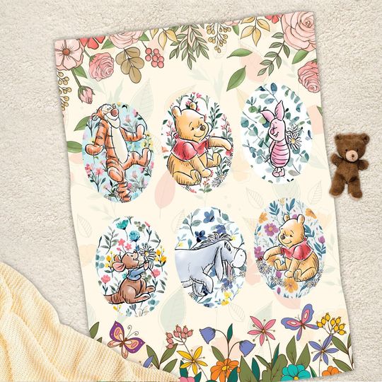 Discover Floral winniee the poohh Blanket, Personalized Name Pooh And Friends Blanket