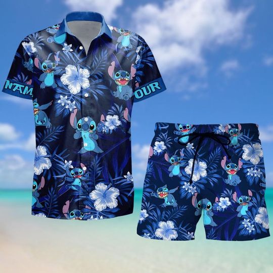 Discover Custom Stitchh Hawaiian Shirt, Disneyyy Movie Shorts, Lilo And Stitchh Button Shirt, Cartoon Summer Shirt,