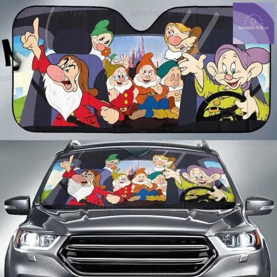 Discover Halloween Seven Dwarfs Car Sunshade, Disneyyy Dwarfs Auto Sun Shades