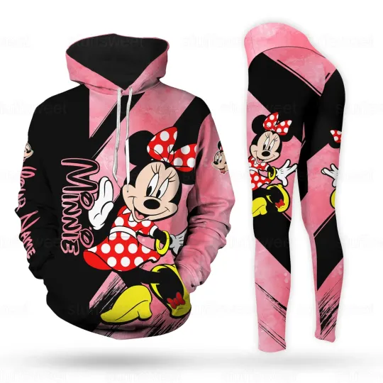 Discover Custom Name Cute Minniee 3D Hoodie and Leggings Set