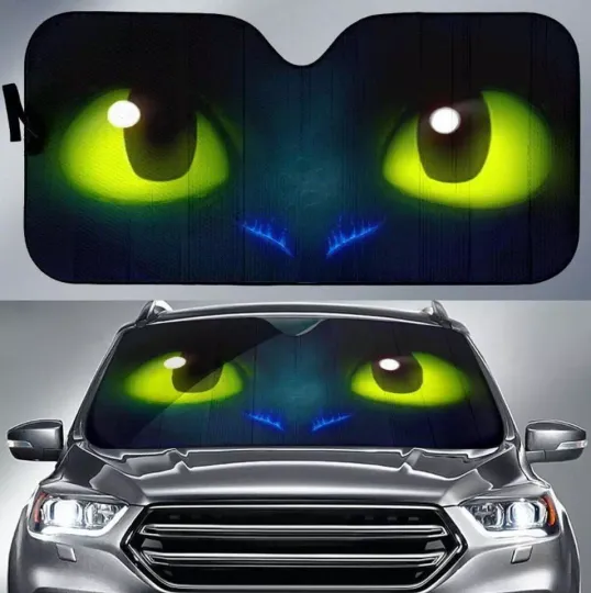 Discover Cute Toothless Car Sunshade, Funny Auto Windshield UV Protection Car Decor