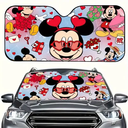 Discover Mickeyy Cute Car Sunshade, UV Protection, Heat Reflector, Gift for Disneyyy Fans