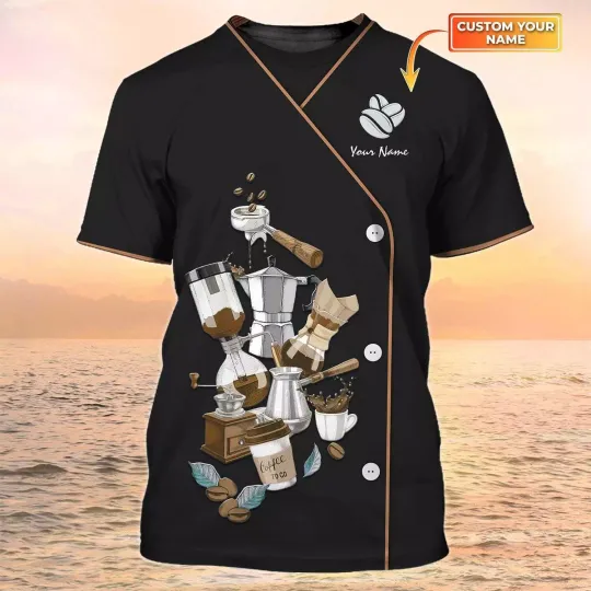 Discover Barista Shirt Coffee Tools Set 3D All Over Print Shirt Coffee Lover Custom Shirts