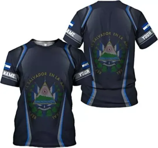 Discover Personalized El Salvador Tshirt Custom Camiseta de El Salvador Flag Shirt