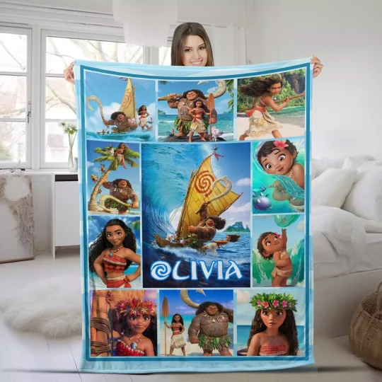 Discover Personalized Name Princess moanaa Blanket, Disneyyy Princess moanaa Fleece Mink Sher