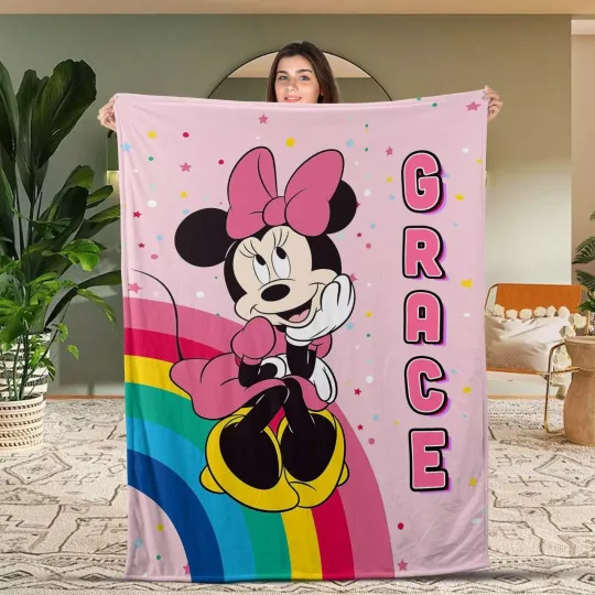 Discover Cute Minniee Blanket, Personalized Disneyyy Character Blanket, Disneyyy Lover Gift