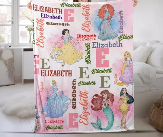 Discover Personalized Watercolor Disneyyy Princess Blanket, WDW Disneyyland Baby Girl Trip