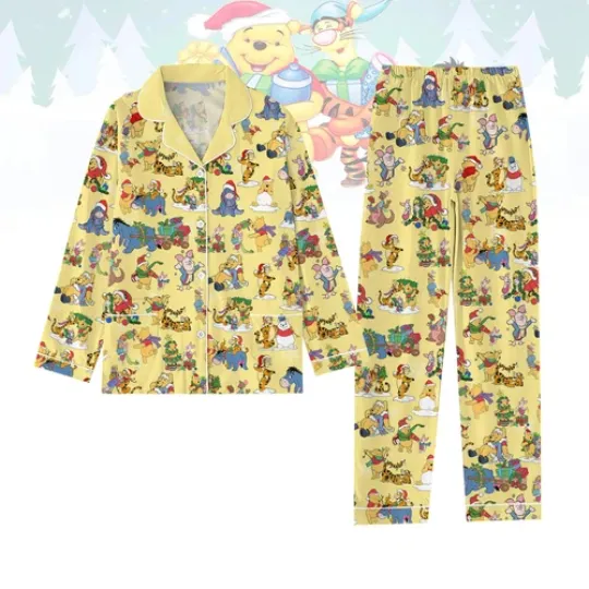 Discover winniee the poohh Bear Christmas Pajamas Set, Luxury Silk Pajamas Soft Sleepwear