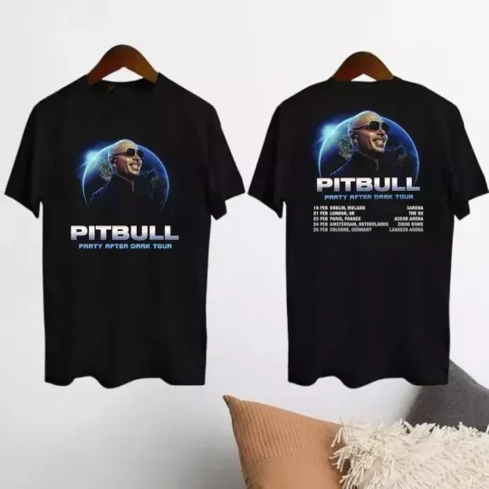 Discover New Pitbull 2025 European Party After Dark Tour Unisex S-5XL Shirt