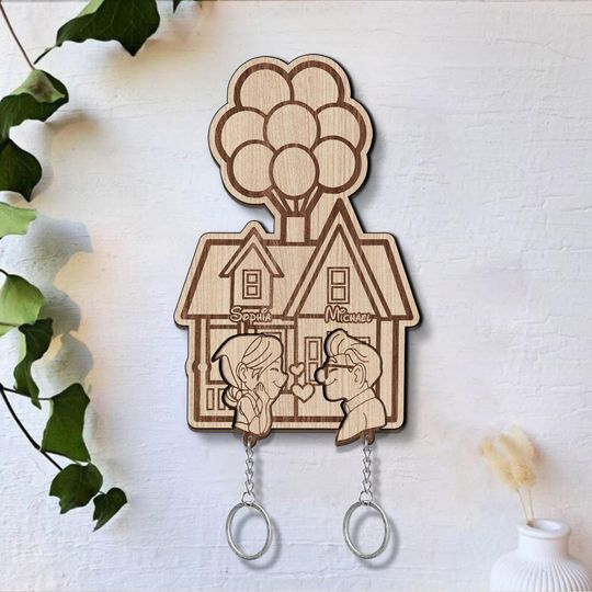 Discover Up Movie Inspired Personalized Key Holder, Carl and Ellie Key, Balloon House, Couple Key Holder