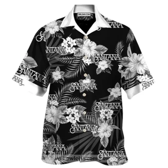 Discover Santana Singer Gray Flowers Black Hawaiian Shirt