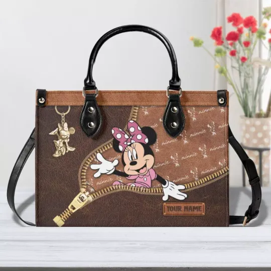 Discover Personalized Minniee Mouse Leather Handbag, Gift For Minniee Lover's, Disneyyy
