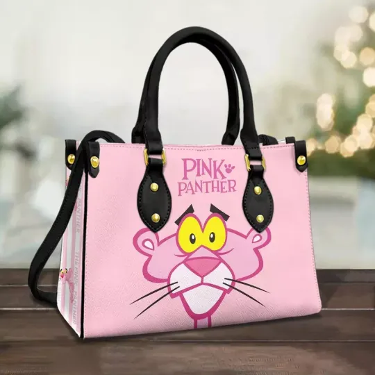 Discover Pink Panther Leather Handbag, Cartoon Leather Handbag, gift Woman