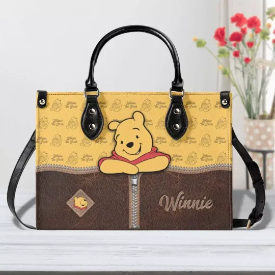 Discover winniee the poohh Leather Handbag, Disneyyy Cartoon Purse, gift Woman