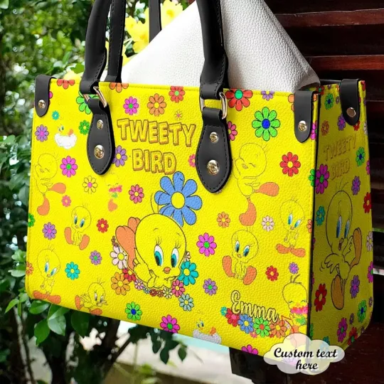 Discover Tweety Bird Leather Handbag, Tweety Bird Leather Bag, Personalized Handbag