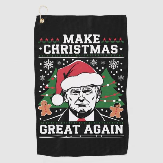 Discover Funny Trump 2024 Make Christmas Great Again  Golf Towel