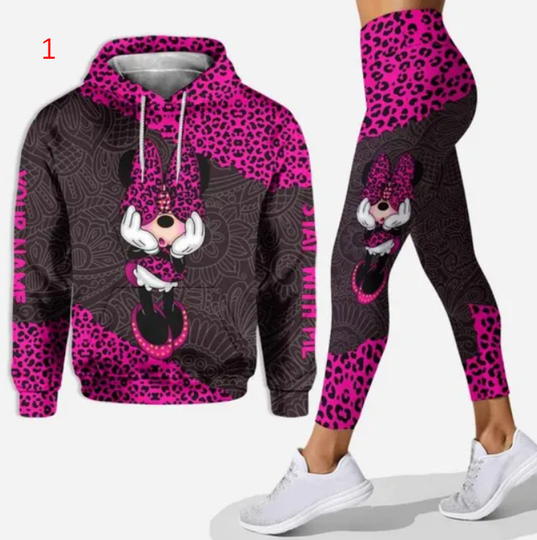 Discover Disneyyy 3D Hoodie Sports Yoga Pants Minniee Set