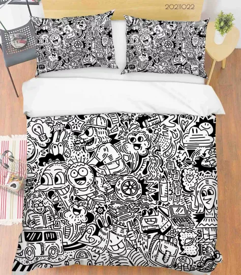 Discover 3D Hand Drawn Graffiti Quilt Cover Set Bedding Sets Pillowcases Queen