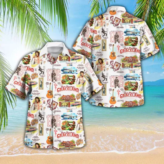 Discover Elvis Presley Premium Singer Hawaiian Shirt,  ALoha Gift Mom Dad 2025