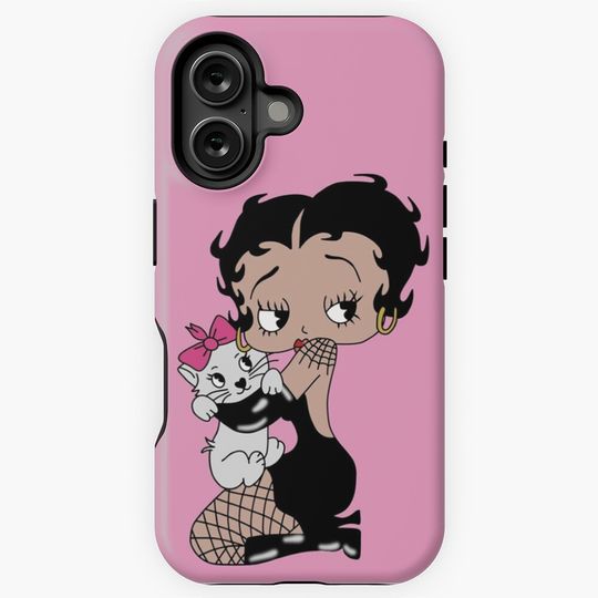 Discover Betty Boop cuddling kitty cat iPhone Case iPhone Case